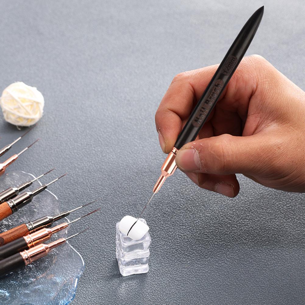 Detailing Brush Set - แปรงแต่งเล็บละเอียด 6/9/12/15/18 มม. ชุดแปรงแต่งเล็บ ขนแปรงละเอียดพิเศษ ด้ามไม้