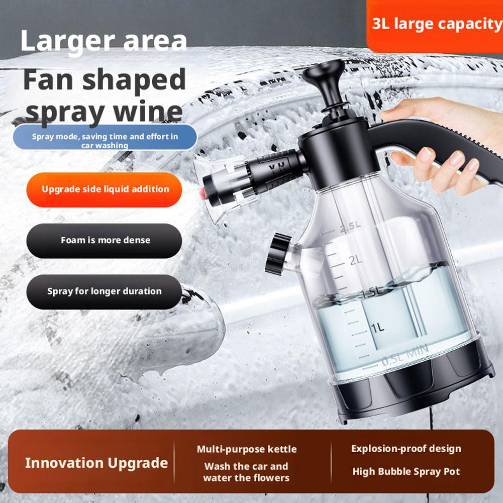 Foam Cannon Car Wash - เครื่องพ่นโฟมแบบมือถือ 3 ลิตร พร้อมหัวฉีด 3 แบบ